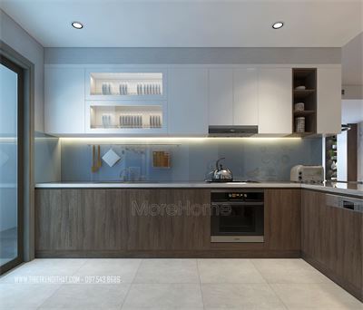 Nội thất phòng bếp hiện đại chung cư Discovery Cầu Giấy
