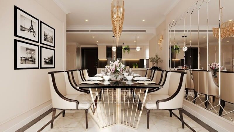 Thiết kế nội thất phòng ăn chung cư cao cấp