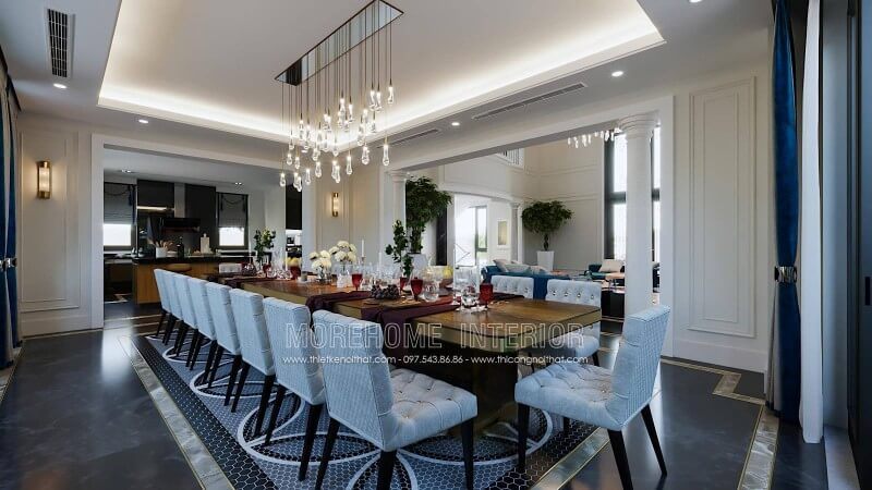 Trang trí nội thất phòng ăn biệt thự đẹp cao cấp