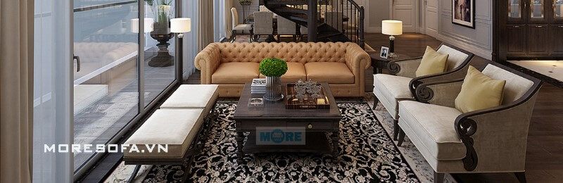 Phòng khách trở nên nổi bật hơn với Sofa tân cổ điển đẹp, mang đến sự sang trọng và đẳng cấp.