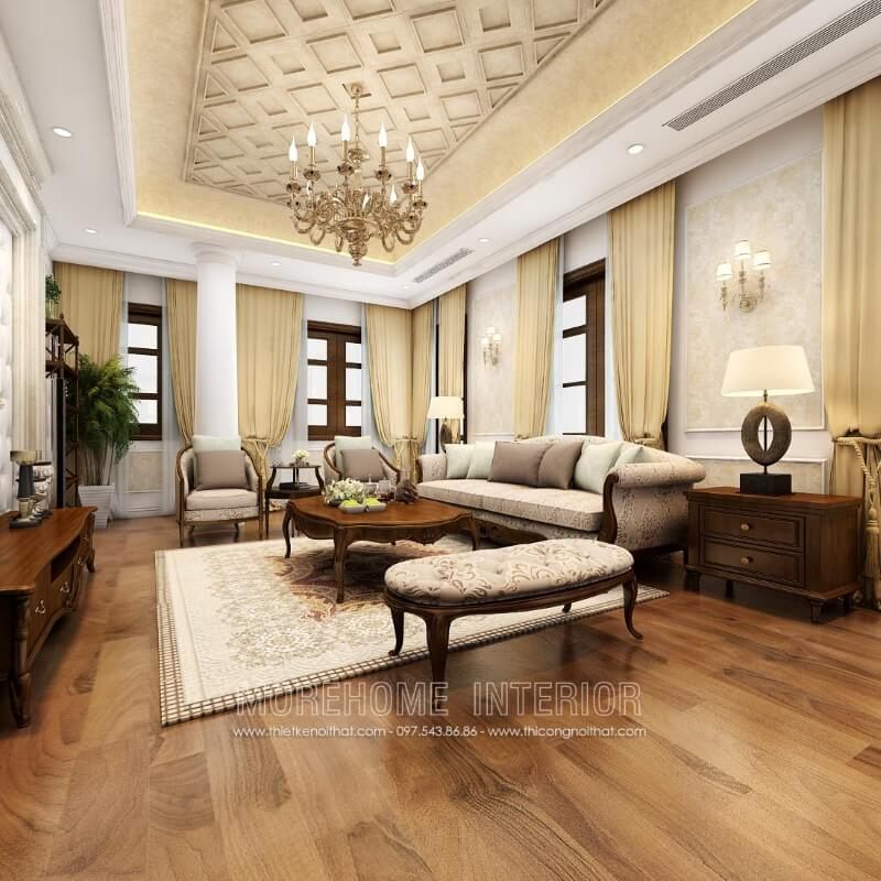 Tôi sẽ giúp gia đình bạn củng cố vẻ đẹp sang trọng và đẳng cấp của phòng khách bằng cách thêm một mẫu Sofa tân cổ điển đẹp.